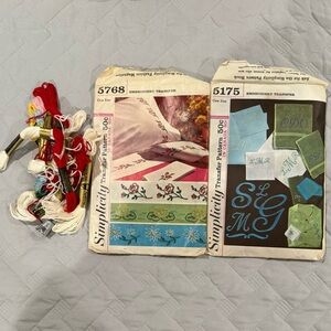 Vintage 1960’s Transfer‎ Simplicity Patterns 5768 & 5175 Floral and Monogram